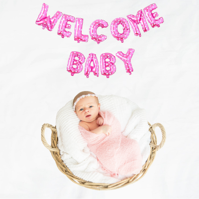 welcome baby pink foil